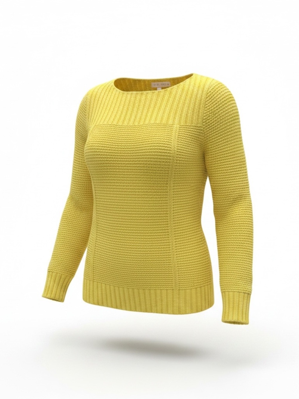 Old Navy Women’s Medium Yellow Textured Ribbed Crewneck Pullover Sweater